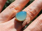 Vanoli 925 zilveren design ring met chalcedoon maat 18,25, Daiva1973@hotmail.com, 18 tot 19, Vanoli, Blauw