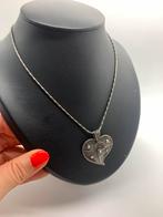 X625 Prachtige zilveren ketting met hanger hart, Met hanger, Ophalen of Verzenden, X, Zilver