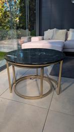 set of 2 Marmer / metal salontafel ronin zwart goud - nieuw, Ophalen, 50 tot 100 cm, Rond, Nieuw