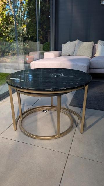 set of 2 Marmer / metal salontafel ronin zwart goud - nieuw beschikbaar voor biedingen