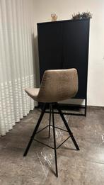 4x barkrukken taupe kleur met leerprint, 90cm hoog, Ophalen, Met voetsteun, Zo goed als nieuw, Metaal