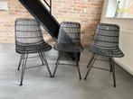 HK Living Rotan Eetkamerstoelen - Set van 3, Ophalen, Gebruikt, Drie, Zwart