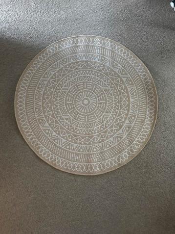 Rond Beige/Wit Vloerkleed RINO 120x120cm beschikbaar voor biedingen