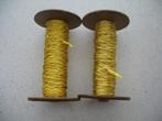 Houten Klos + 20 M. Geel Touw Goud Accent  Set van 2 Vintage, Antiek en Kunst, Ophalen of Verzenden
