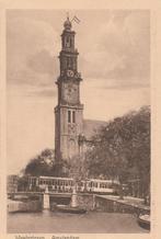 AMSTERDAM WESTERTOREN VLAG INTERLOKALE TRAM + AANHANGWAGEN, Verzamelen, Noord-Holland, Ongelopen, 1920 tot 1940, Verzenden