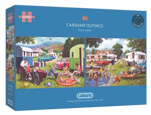 Gibsons - Caravan Outings - 2x500 stukjes, Hobby en Vrije tijd, Denksport en Puzzels, Nieuw, Legpuzzel, 500 t/m 1500 stukjes, Ophalen of Verzenden
