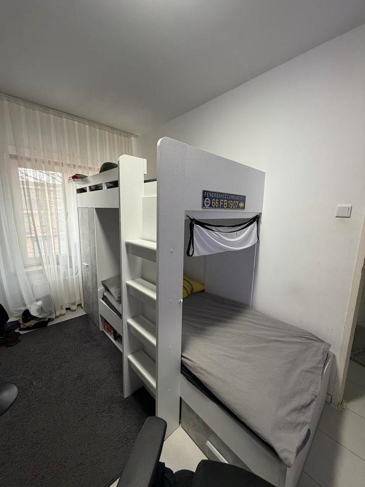 Stapelbed met opbergruimte en kast, Huis en Inrichting, Slaapkamer | Stapelbedden en Hoogslapers, Gebruikt, Stapelbed, 90 cm, 200 cm