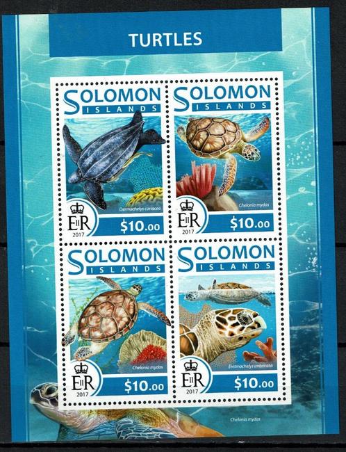 solomon 17 pf blok schildpadden turtles reptielen zeeleven 1, Postzegels en Munten, Postzegels | Thematische zegels, Postfris