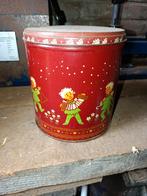 Vintage koektrommel met vrolijke figuren, Verzamelen, Blikken, Ophalen of Verzenden