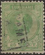 Suriname - Willem III - 20 c, Verzenden, Gestempeld