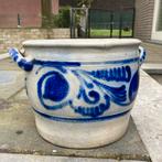 Aardewerk Bloempot met Blauwe Decoratie, Tuin en Terras, Bloempotten, Gebruikt, Rond, Binnen, Minder dan 40 cm