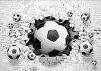 Voetbal door stenen muur fotobehang, Op maat, Muurdeco4kids, Verzenden, Nieuw, Wanddecoratie