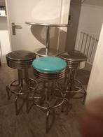 Amerikaanse Retro stijl barkrukken en statafel., Huis en Inrichting, Barkrukken, Ophalen, Zo goed als nieuw, 60 tot 90 cm
