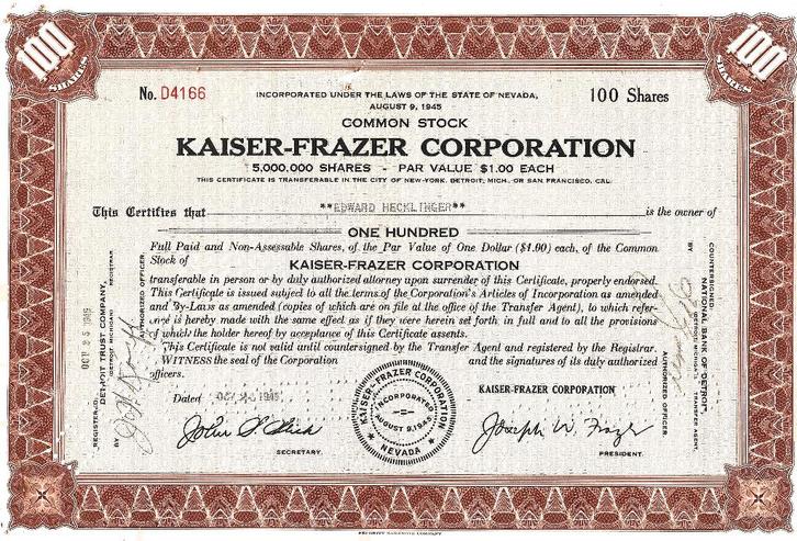 Kaiser Frazer Corporation stock 1945 auto (KA45), Verzamelen, Automerken, Motoren en Formule 1, Zo goed als nieuw, Auto's, Ophalen of Verzenden