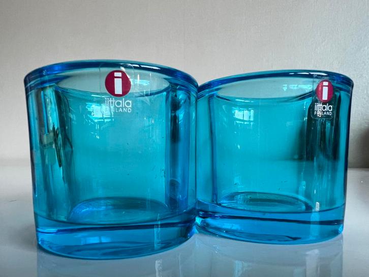 2 Iittala KIVI Marimekko Waxinelichthouder~Light Blue 1995, Huis en Inrichting, Woonaccessoires | Kandelaars en Kaarsen, Zo goed als nieuw