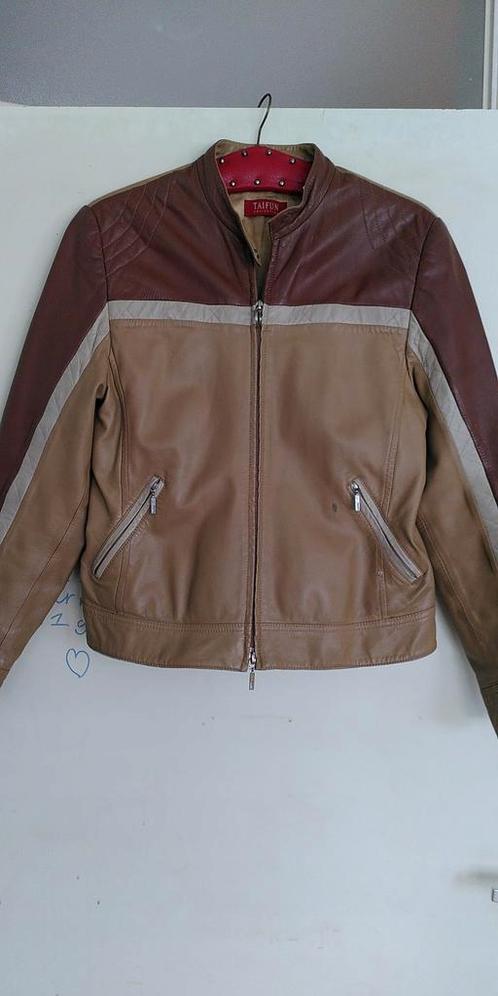 Leren jasje, stoer, 3 kleuren bruin, kort, rits, L, Kleding | Dames, Jassen | Zomer, Gedragen, Maat 42/44 (L), Bruin, Ophalen of Verzenden
