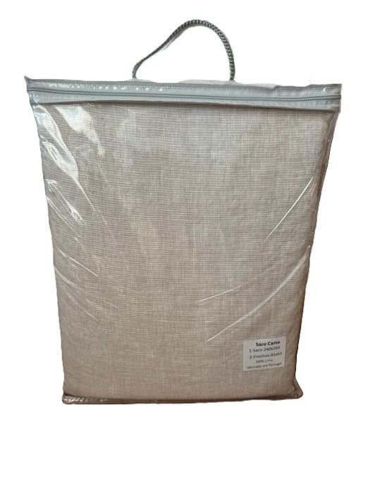 100% linnen dekbedovertrek 260x240 met slopen Beige-Wit, Wit, Dekbedovertrek, Ophalen of Verzenden, Nieuw