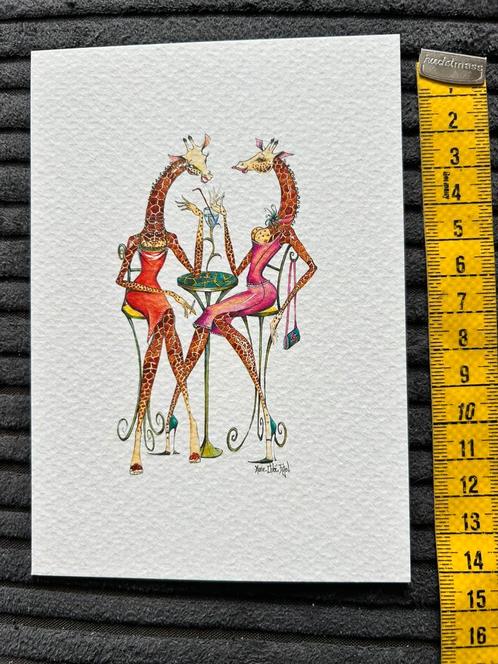 173. Mooie  Correspondances kaart 2 Giraf dames, Verzamelen, Ansichtkaarten | Dieren, Ongelopen, Ophalen of Verzenden