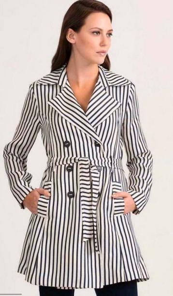Ribkoff pittige halflange Trenchcoat zwart wit streepje 38 beschikbaar voor biedingen