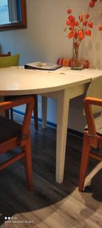 Kleine klaptafel met  teak houten stoelen, Ophalen, Gebruikt, 50 tot 100 cm, Vier personen