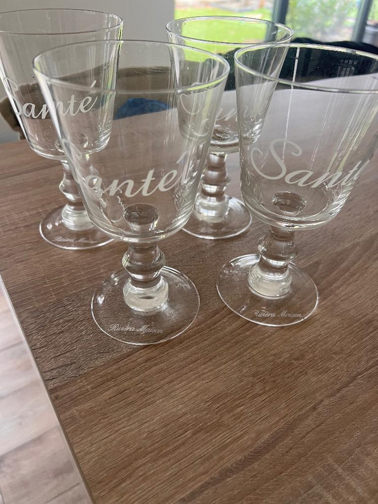 Riviera Maison wijnglazen 4 stuks, Verzamelen, Glas en Borrelglaasjes, Ophalen, Zo goed als nieuw, Overige typen