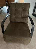 Industriële groene fauteuil zgan, Minder dan 75 cm, Stof, Zo goed als nieuw, 50 tot 75 cm