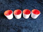 4 vintage eierdopjes van Turkstra uit de jaren 70, wit rood, Ophalen of Verzenden, Huis en Inrichting