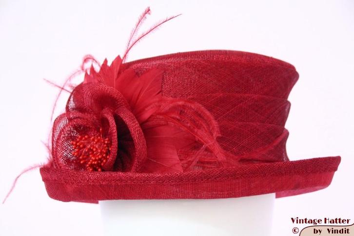 Dameshoed Andrea donker rood sinamay sisal 56-57 nieuw, Kleding | Dames, Hoeden en Petten, Nieuw, Hoed, 56 of 57 cm (M, 7 of 7⅛ inch)