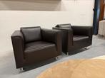 2 Nieuwstaat Design on Stock Blizz fauteuil bruin leer Stoel, Twee, Bruin, Design on stock, Leer