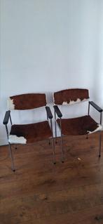 Gijs van der Sluis eetkamerstoelen set van 2 als nieuw, Ophalen, Twee, Bruin, Leer