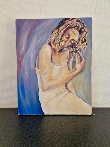 Expressionistisch schilderij van vrouw - mooie kleuren! beschikbaar voor biedingen