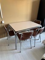 Vintage eettafel buisframe tafel met stoelen, Ophalen, Gebruikt, Jaren '70 Vintage Retro Tafel, 100 tot 150 cm