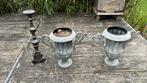Brocante kandelaar en 2 vazen ijzer gietijzer smeedijzer, Ophalen of Verzenden