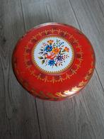 Vintage General Biscuits koekblik rood bloemenprint 20 cm, Ophalen of Verzenden, Gebruikt, Koek(jes), Overige merken