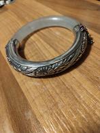 Vintage Chinees sterling zilver met jade bangle armband, Armband, Ophalen of Verzenden, Zilver