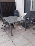 Tuinset, tafel met 4 verstelbare stoelen, Ophalen of Verzenden, Zo goed als nieuw, Tuinset, Eettafel
