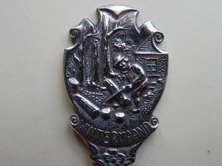 Verzilverd Douwe Egberts lepeltje Wintermaand (December), Antiek en Kunst, Antiek | Bestek, Verzenden