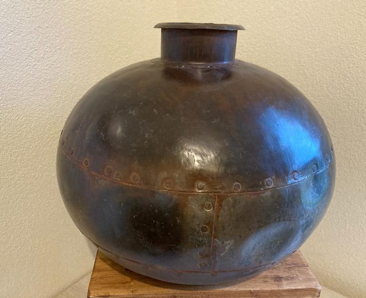 BOL KRUIK KRUIKVAAS METAAL OUD DECO DIA 37 cm NIEUW, Antiek en Kunst, Curiosa en Brocante, Ophalen of Verzenden