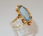 Antieke 14 karaat Gouden Ring in Jugendstil en Aquamarijn, Verzenden, Goud, Ring, Met edelsteen