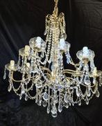 Kroonluchter Swarovski 12 armig met bladgoud armatuur, Huis en Inrichting, Lampen | Kroonluchters, Ophalen, Zo goed als nieuw