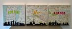 3 luik Londen-Paris- New York, Minder dan 50 cm, Ophalen of Verzenden, Zo goed als nieuw, Schilderij