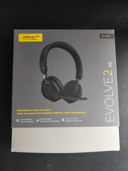 Jabra evolve 2 65 bluetooth headset evolve2, Computers en Software, Headsets, Gebruikt, On-ear, Draadloos, Gaming headset, Inklapbare microfoon