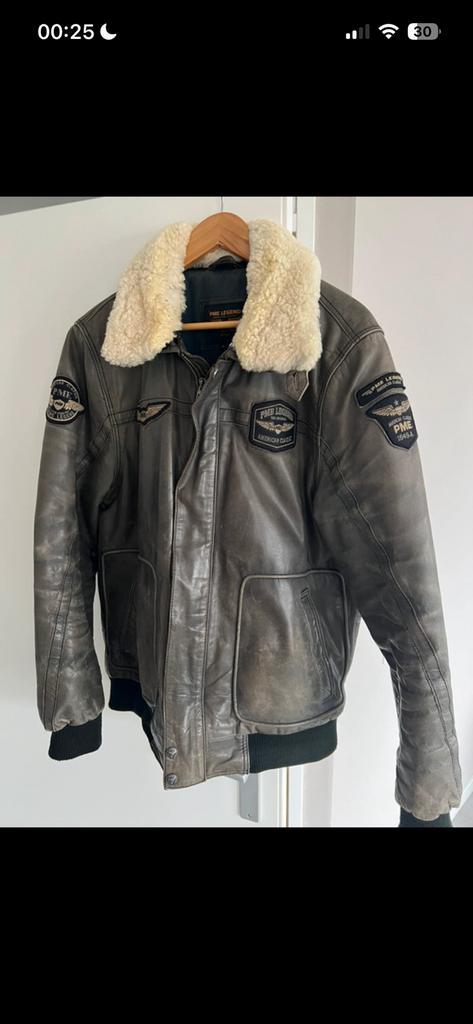 PME (pall mall)leren jas XL, Kleding | Heren, Jassen | Winter, Gedragen, Maat 56/58 (XL), Grijs, Ophalen