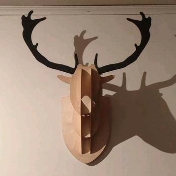 Houten Rendier Edelhert Wanddecoratie kerst  beschikbaar voor biedingen