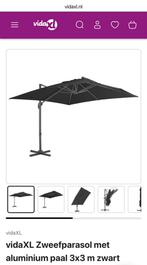 Grote zweef parasol zwart Vida XL 300x300x258 cm, Tuin en Terras, Parasols, Ophalen, Kantelbaar, 3 tot 4 meter, Zweefparasol