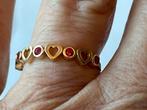 Gouden ring hartjes natuurlijke Robijn, Verzenden, Zo goed als nieuw, 17 tot 18, Met edelsteen