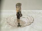 Kristallen bonbonbakje met zilveren hengsel Ned. keur 1857, Ophalen of Verzenden, Zilver