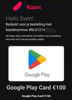 Google play store cadeaukaart 100€ NL, Eén persoon, Cadeaubon, Overige typen