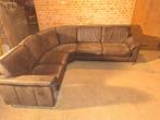 zwart leren 5 á 6 zithoekbank, Huis en Inrichting, Ophalen, Gebruikt, Hoekbank, Minder dan 150 cm