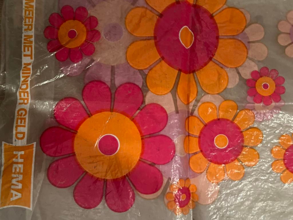 Vintage Hema plastic tas met bloemen, Ophalen of Verzenden